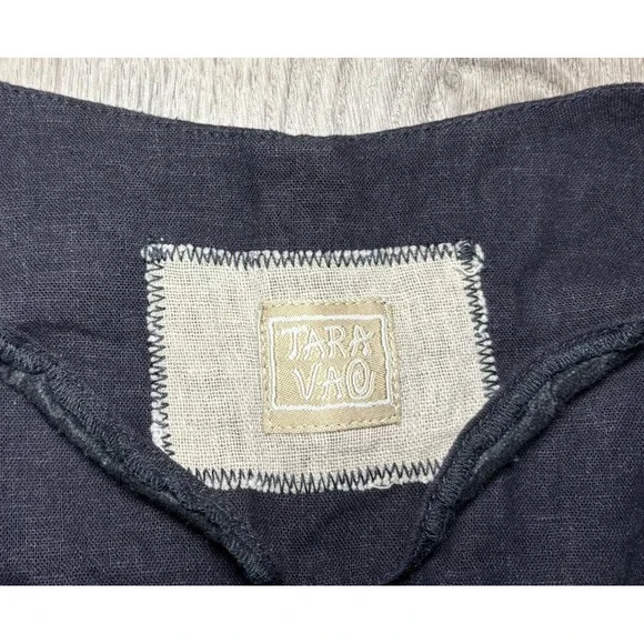 Tara Vao Artsy Linen Blend Shirt Wooden Buttons BOHO Ethnic Gypsy Earthy Size 6 - Picture 2 of 9